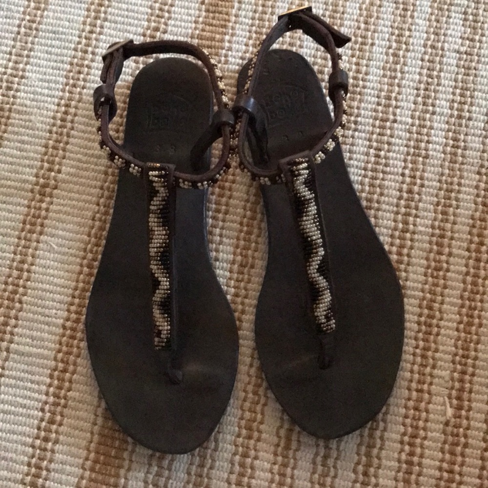 Brown Beaded Sandals Size 38